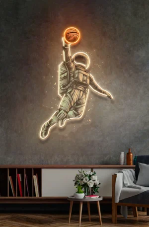 BASKETBALL ASTRONAUT NEON POP ART