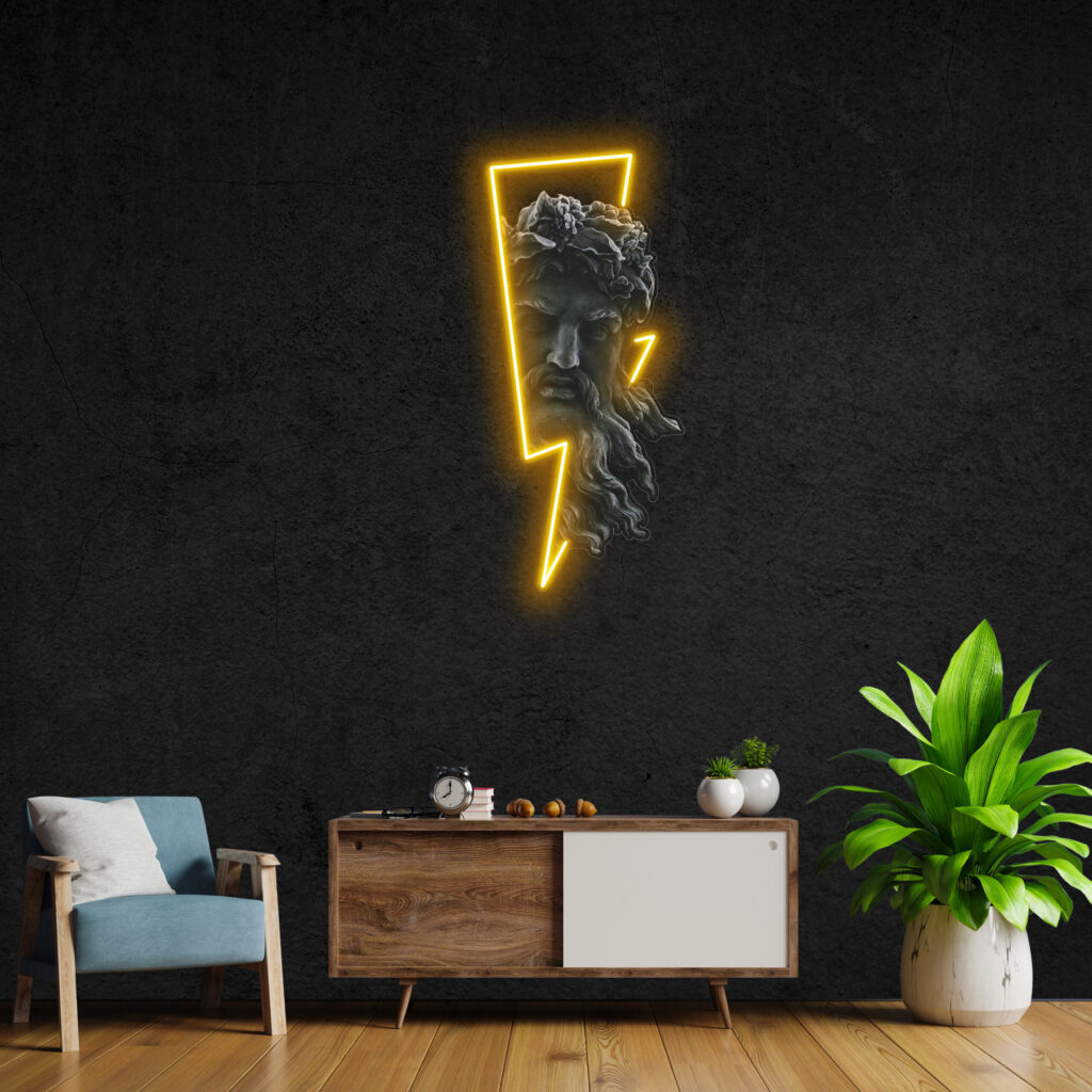Lightning Greek Stoic Statue Neon Pop Art