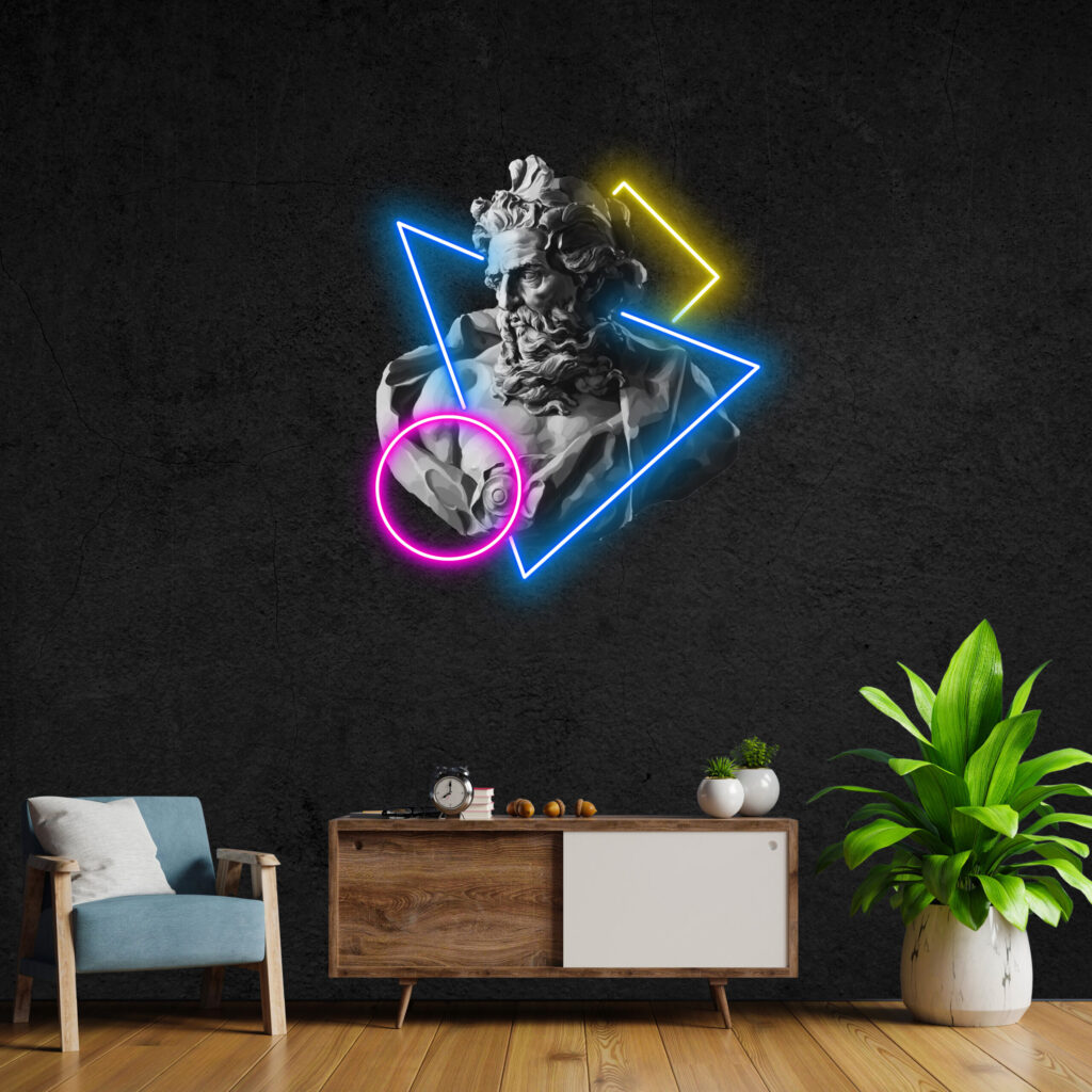 Greek Stoic Statue Neon Pop Art