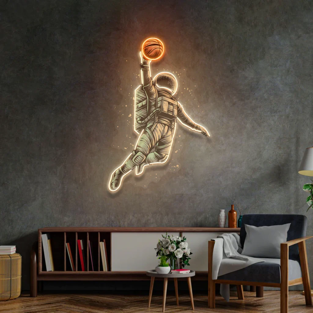 Basketball Astronaut Neon Pop Art