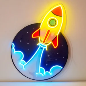 Space Rocket Neon Pop Art