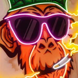 Smoking Monkey Neon Pop Art