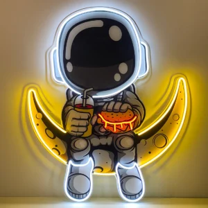 Astronaut Moon Neon Pop Art