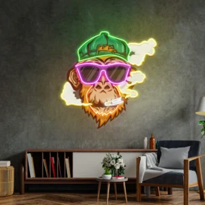 Smoking Monkey Neon Pop Art