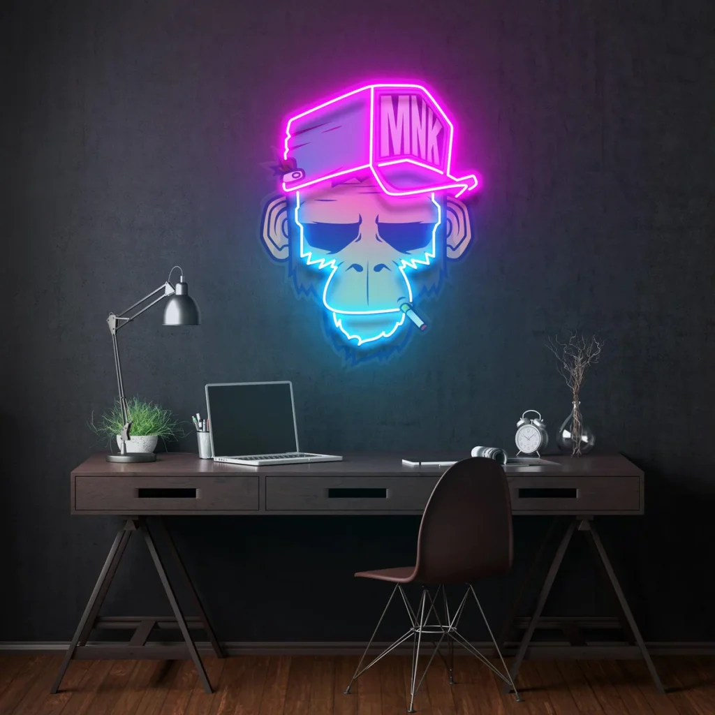 Smoking Moneky Neon Pop Art